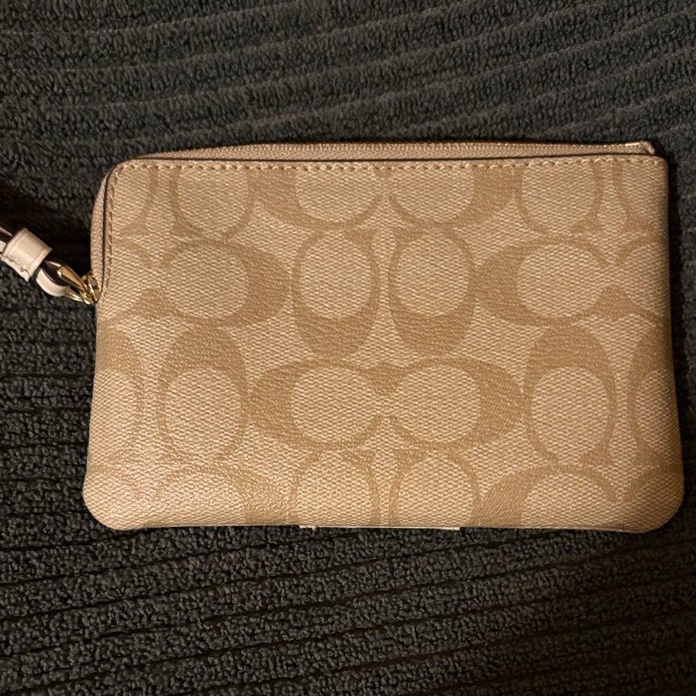 Coach Tan and Cream Signature Wristlet - Picture 3 of 3